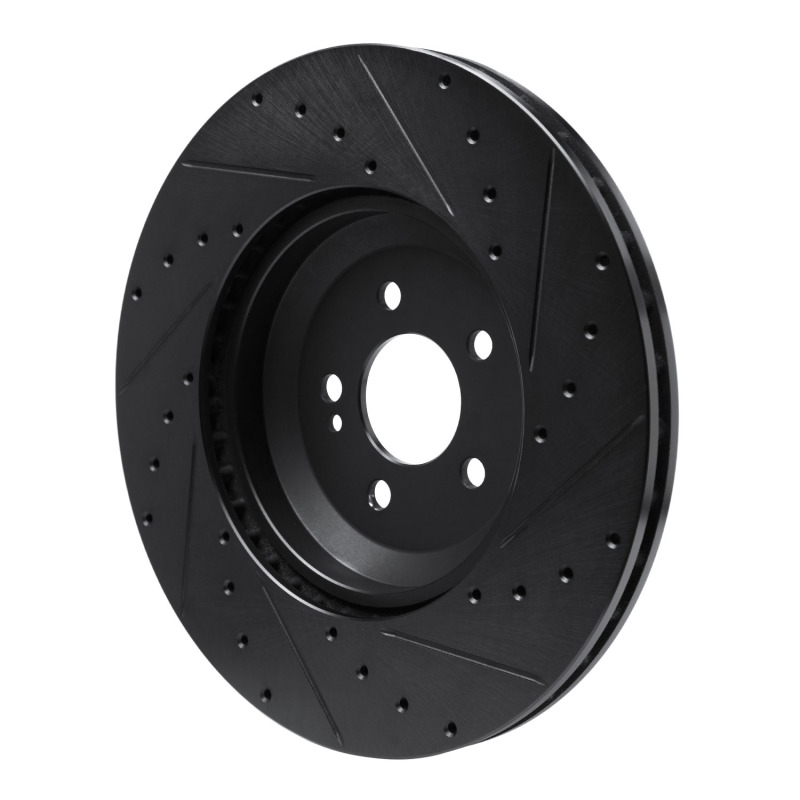 Mercedes-Benz E43 AMG Brake Rotor (1) - Rear Left - R1 Concepts - Drilled & Slotted - Black - `17-`23